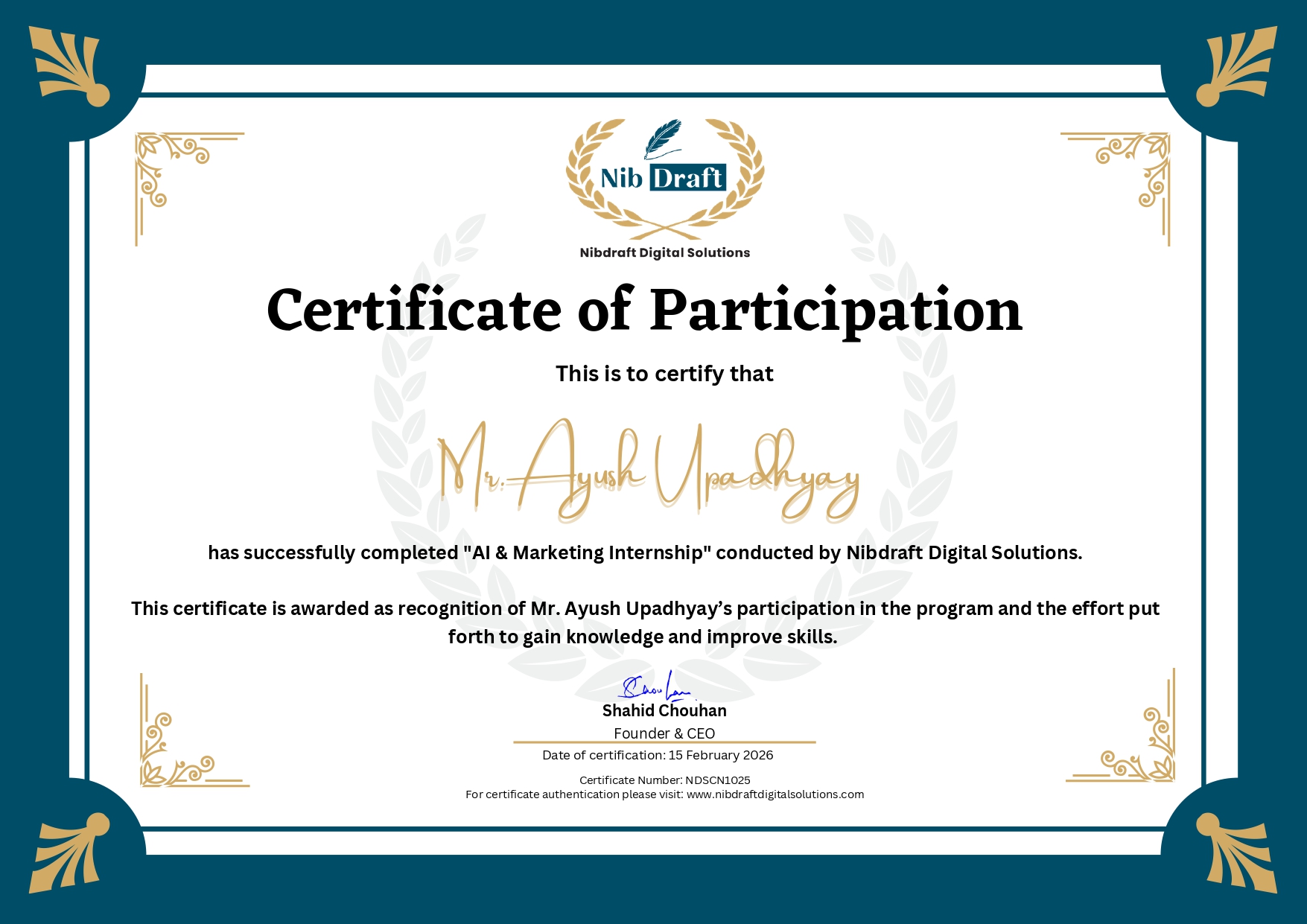 NDSCN1025: Mr. Ayush Upadhyay